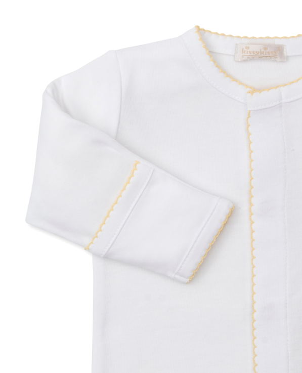 White w/Yellow Baby Duckling Footie w/Hand Embroidery