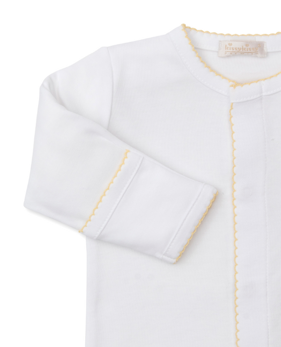 White w/Yellow Baby Duckling Footie w/Hand Embroidery