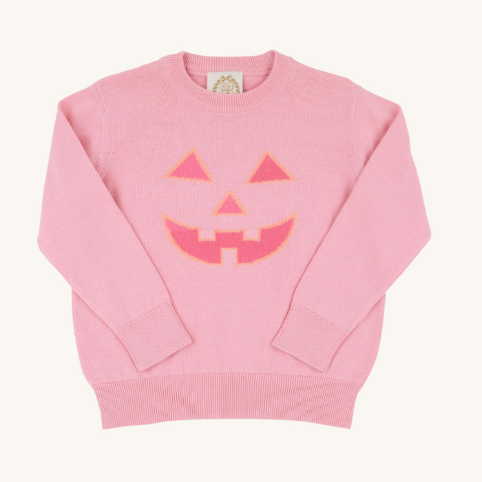Isabelle's Intarsia Sweater | Sandpearl Pink Pumpkin Face