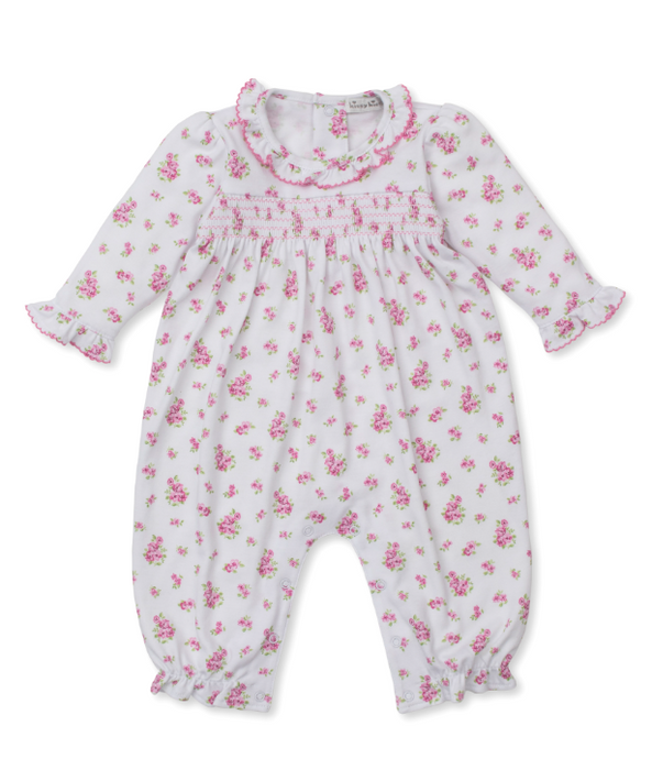Pink Roses and Bloom Playsuit w/Smocking