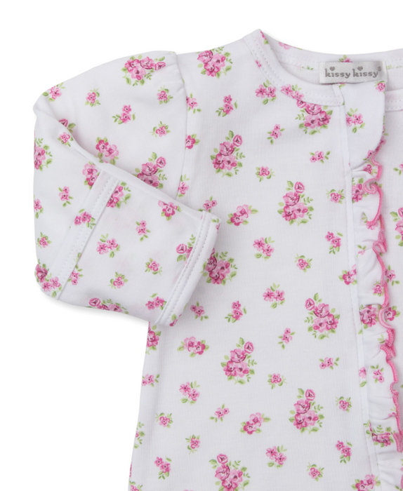 Pink Roses and Bloom Footie w/Zipper