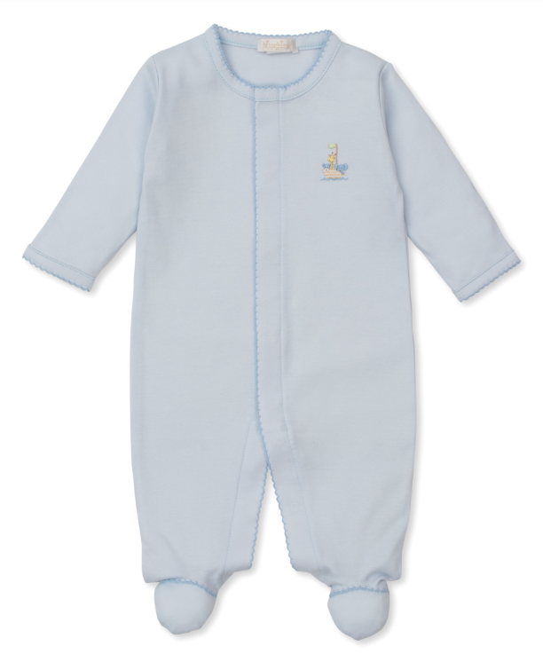 Lt Blue Noah Ark Footie w/Hand Embroidery