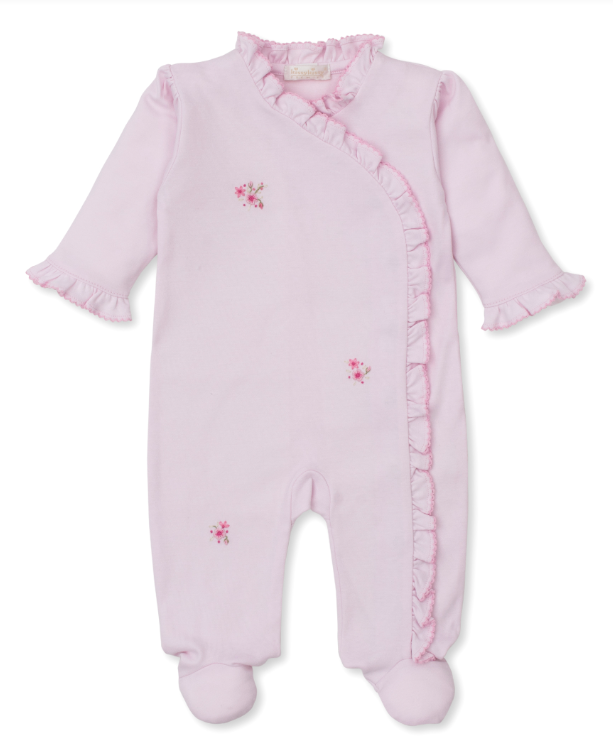 Pink SCE Rose Blooms Footie w/Hand Embroidery