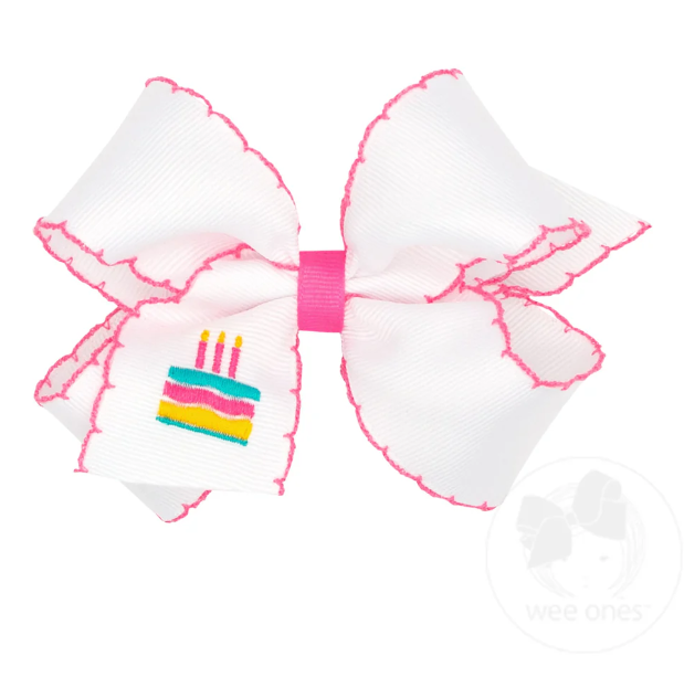 Medium Birthday Cake Grosgrain Girls Hair Bow