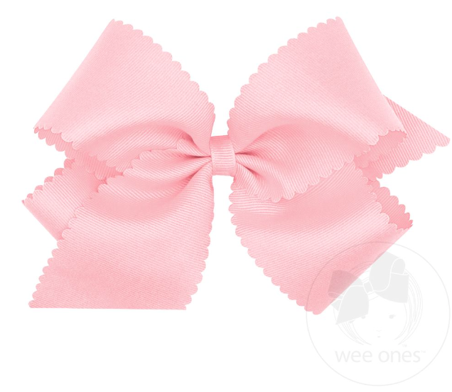 King Scalloped Edge Grosgrain Bow | Lt Pink