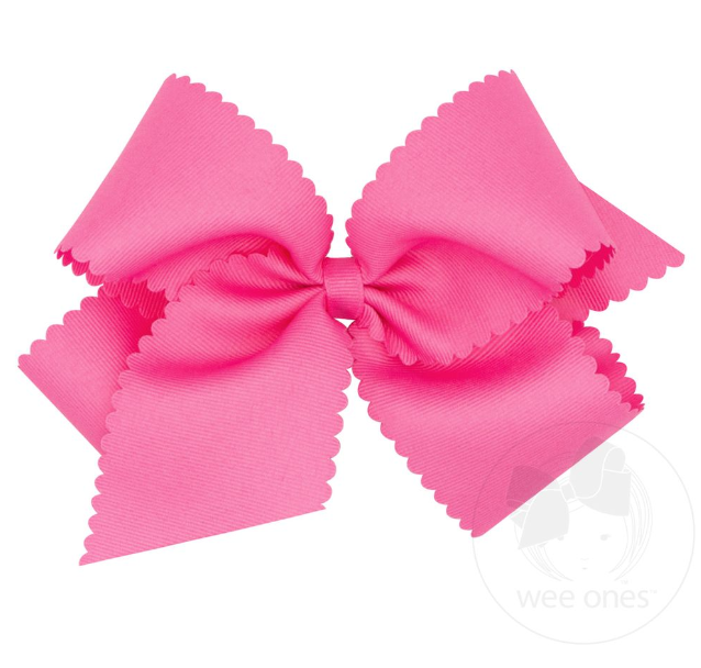 King Scalloped Edge Grosgrain Bow | Hot Pink