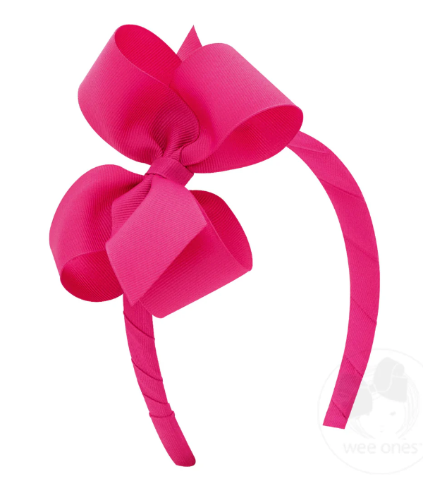 Md. Grosgrain Bow on Headband | Shocking Pink