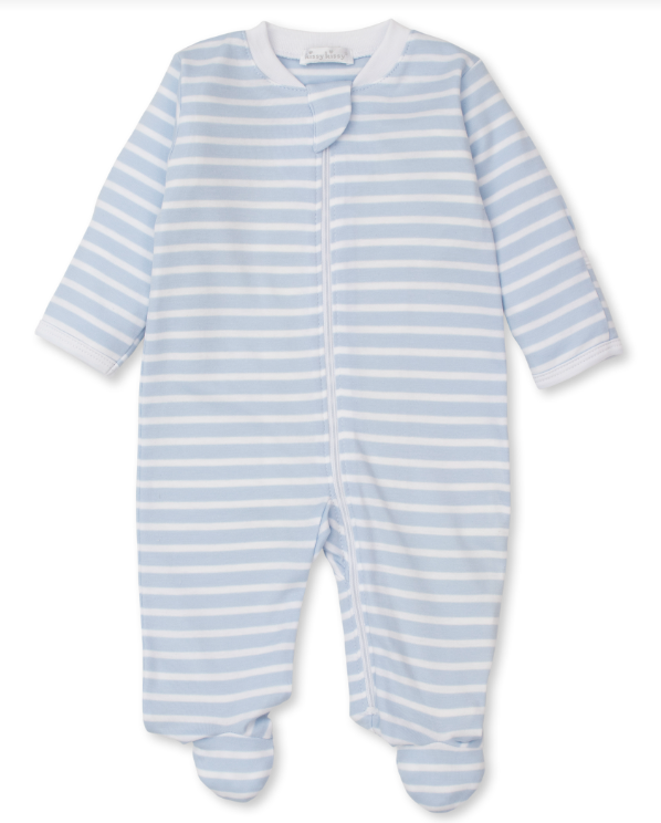 Blue PJ's Team Stripe Footie w/Zipper