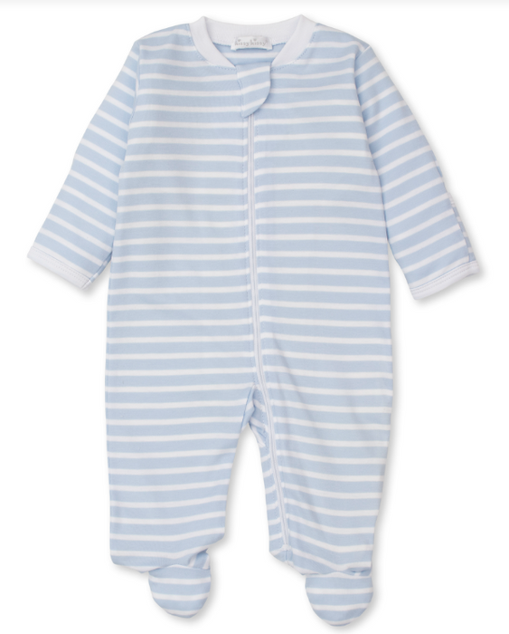 Blue PJ's Team Stripe Footie w/Zipper