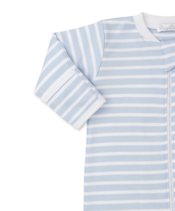 Blue PJ's Team Stripe Footie w/Zipper