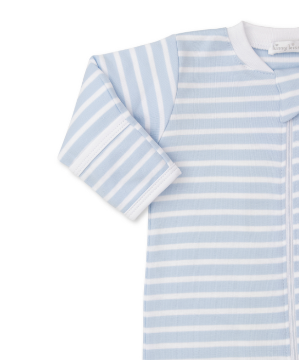 Blue PJ's Team Stripe Footie w/Zipper