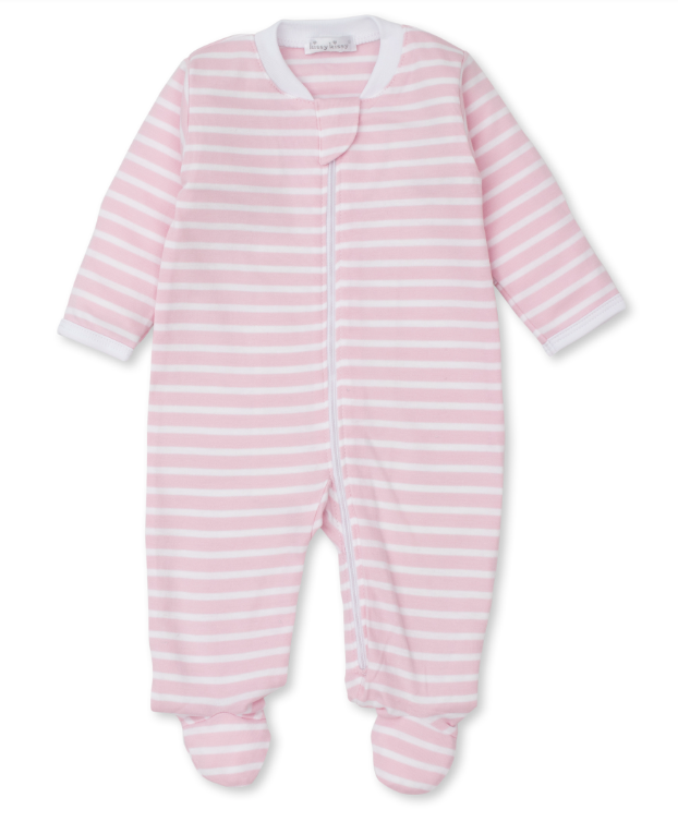 Pink PJ's Team Stripe Footie w/Zipper