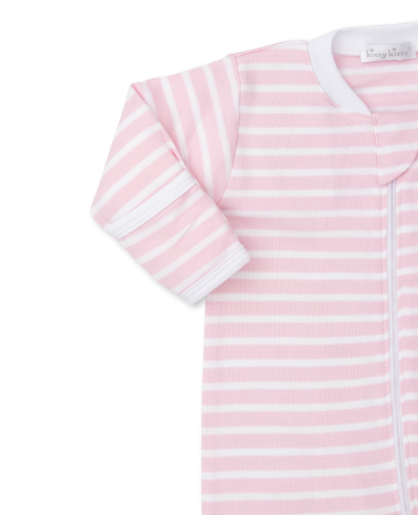 Pink PJ's Team Stripe Footie w/Zipper