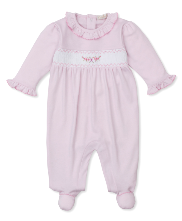 Pink CLB Fall Medley Footie w/ Hand Smocking