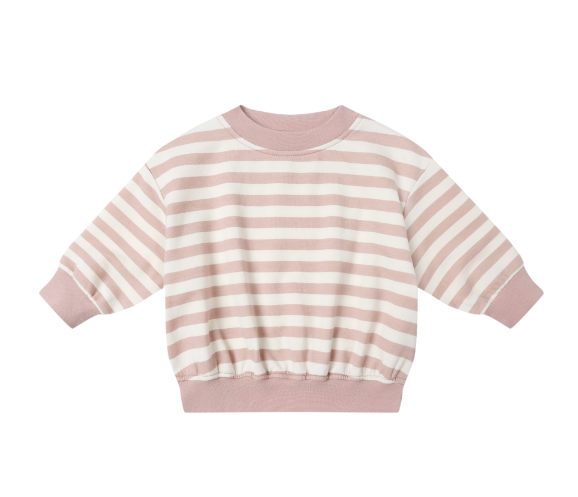 Relaxed Fleece Sweatshirt | Pink Stripe