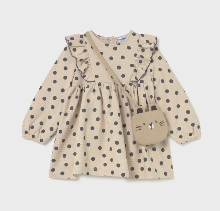 2920 | Tapioca Polka Dot Dress with Purse
