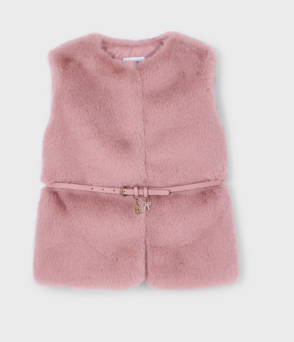 4315 | Pink Fur Vest with Belt