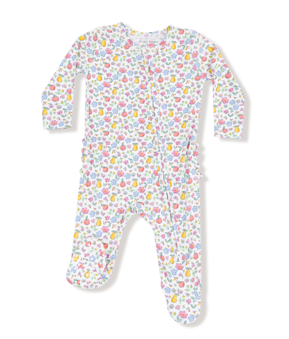 Two Way Ruffle Zipper Footie | Fall Fruit Floral