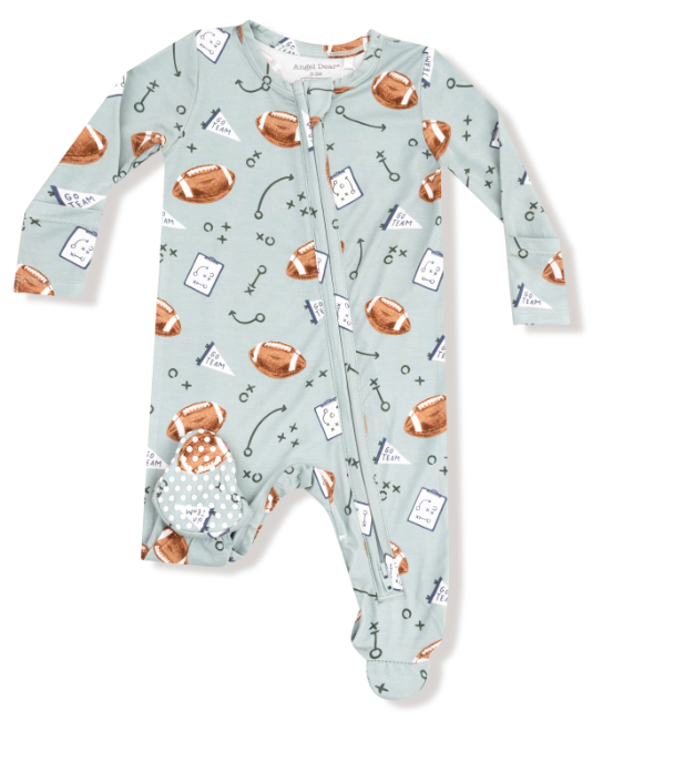 Two Way Zipper Footie | Grey Mist Touchdown Time