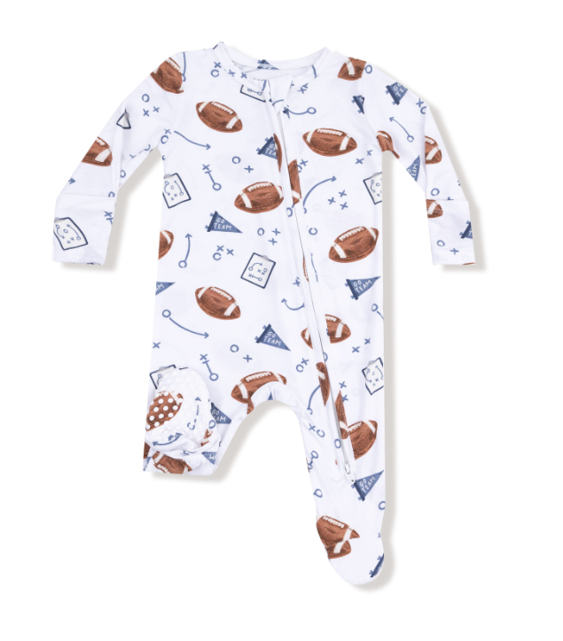 Two Way Zipper Footie | Navy Touchdown Time
