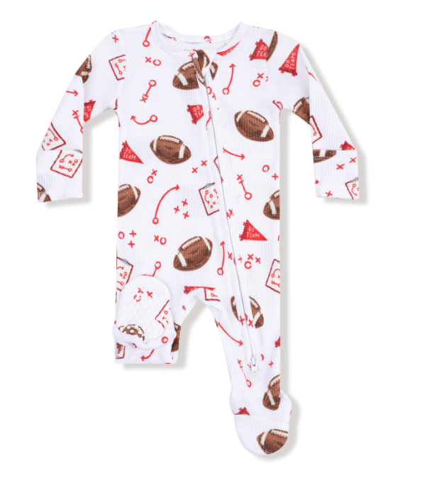Two Way Zipper Footie | Red Touchdown Time