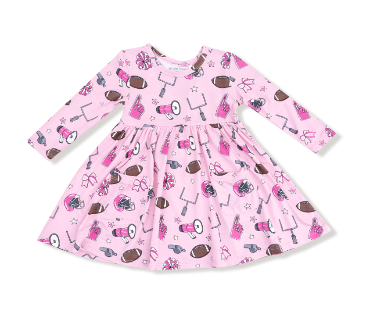 Twirly Long Sleeve Dress | Pink Game Day