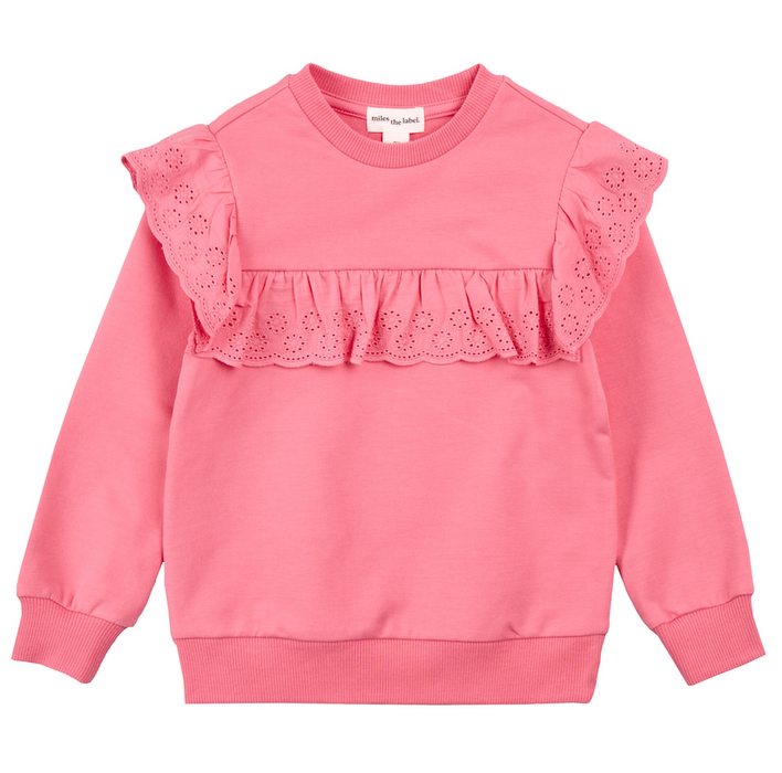 Pink Eyelet Ruffle Sweatshirt