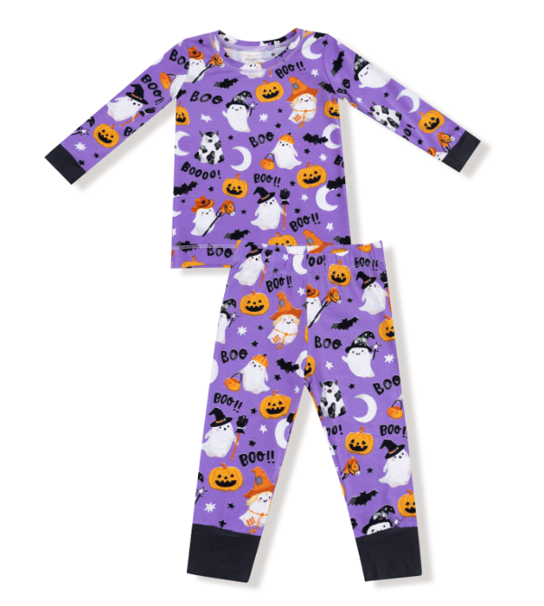 Loungewear LS Set | Purple Glow Costumed Ghosts