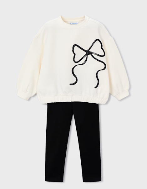 Cream w/Bow Legging Set | 4720