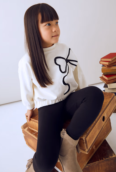 Cream w/Bow Legging Set | 4720