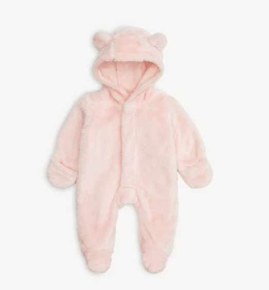Minky Bear Footie | Pink Blossom