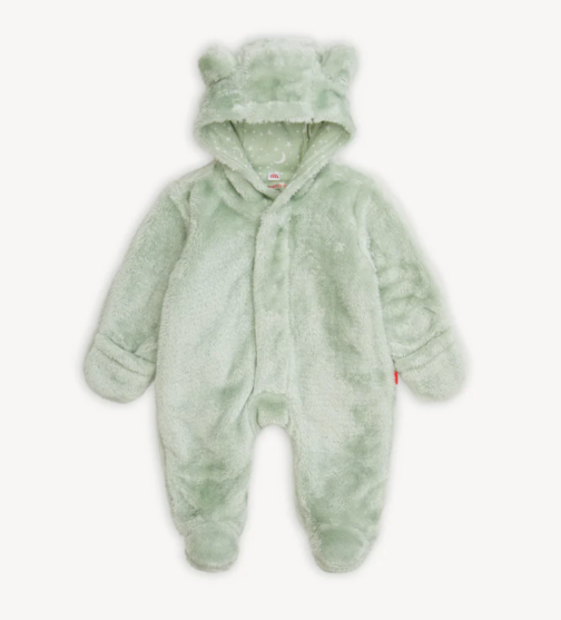 Minky Bear Footie | Soft Spruce