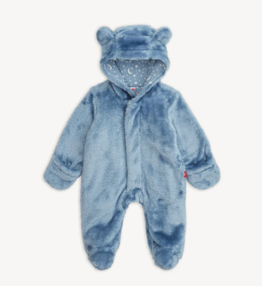 Minky Bear Footie | Winter Sky