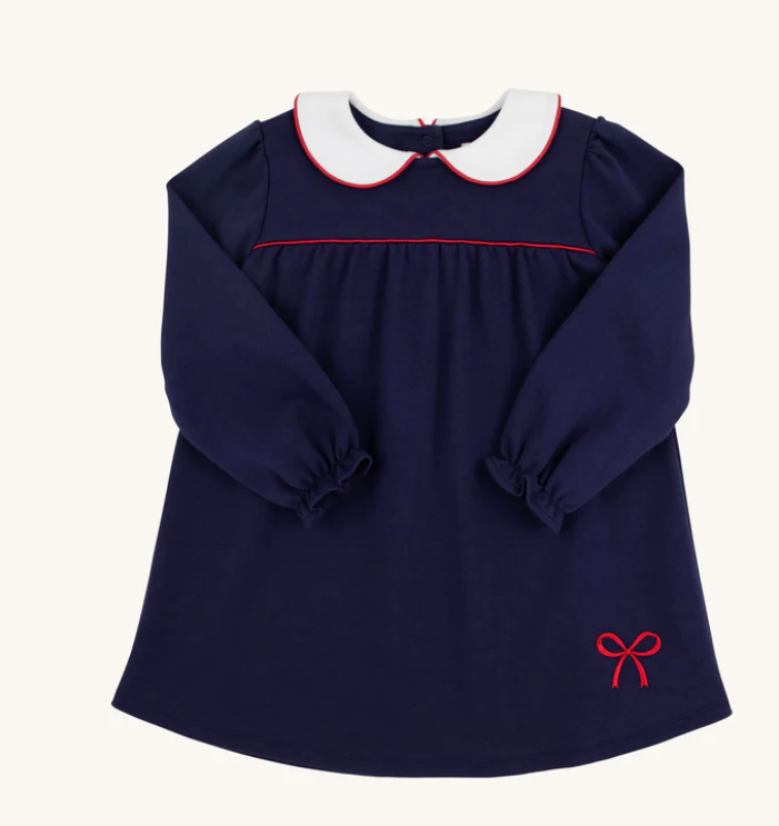 Long-Sleeve Maerin Fitz Frock Pima | Nantucket Navy w/Richmond Red