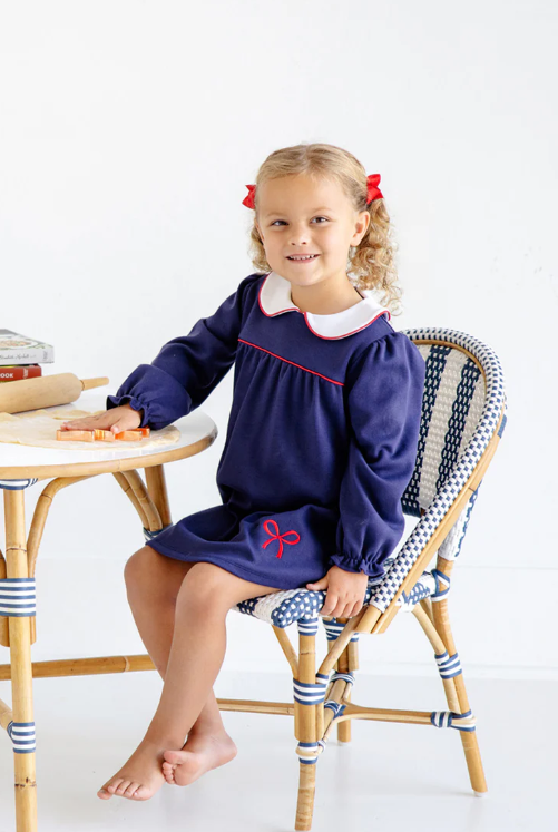 Long-Sleeve Maerin Fitz Frock Pima | Nantucket Navy w/Richmond Red