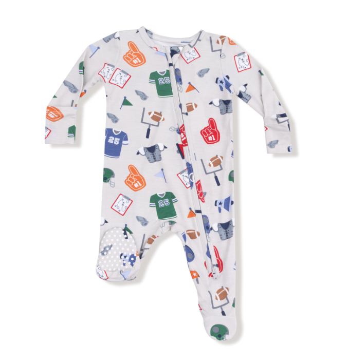 Two Way Zipper Footie | Grey Game Day