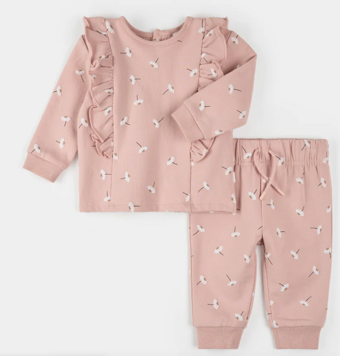 Daisy Print on Rose Outfit Set