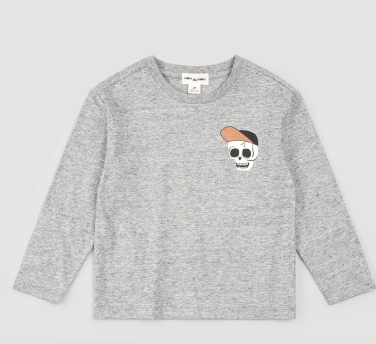 Heather Grey Skeleton Long Sleeve Tee