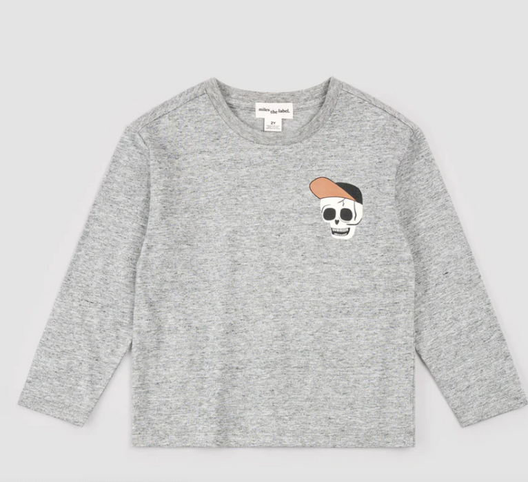 Heather Grey Skeleton Long Sleeve Tee