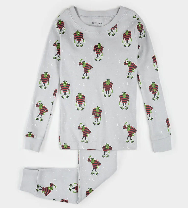 Glow-in-Dark Grey Frankenstein PJ Set