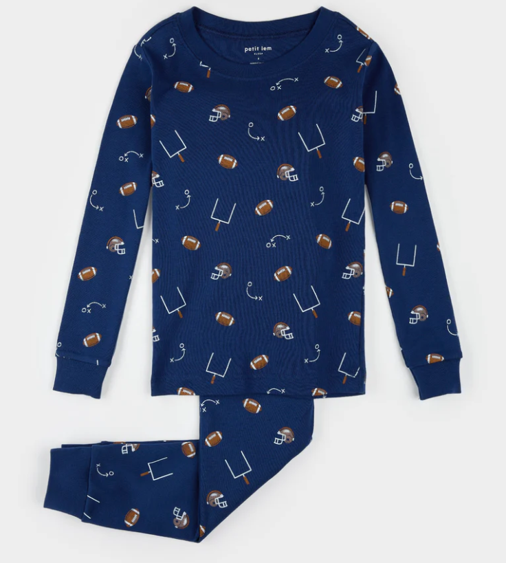 Blue Football Play PJ Set
