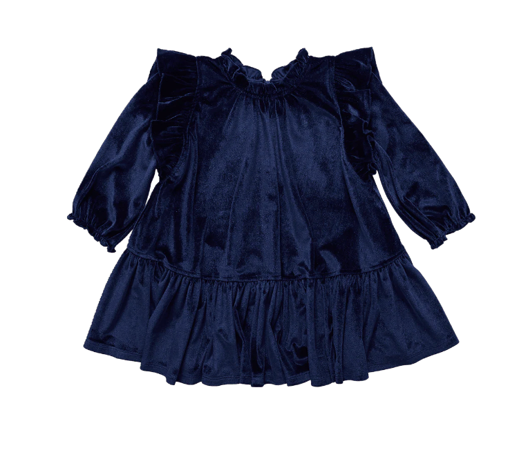 Velour Harper Dress | Navy