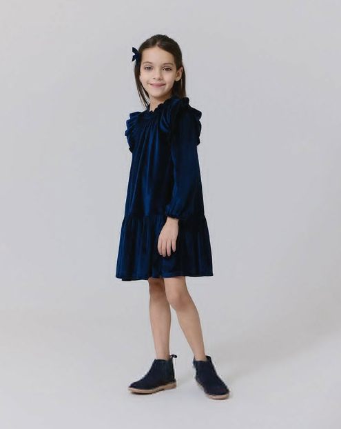 Velour Harper Dress | Navy