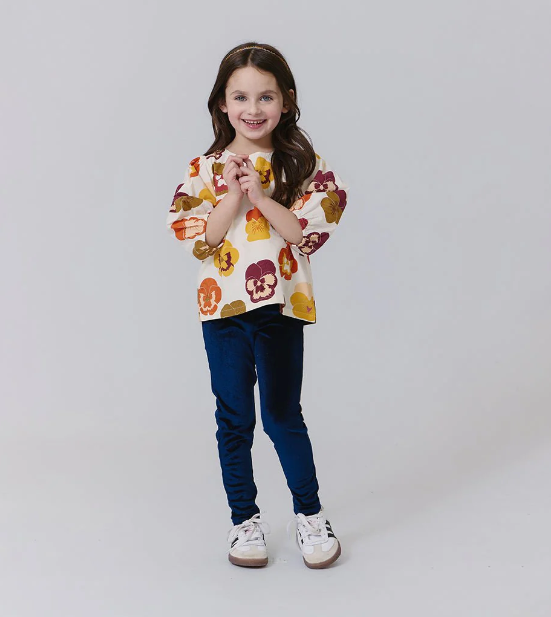 Girls Velour Legging | Navy