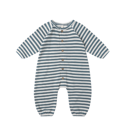 Waffle Long Sleeve Jumpsuit | Ocean Stripe