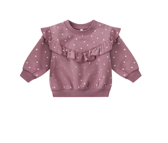 Ruffle Fleece Sweatshirt | Polka Dots
