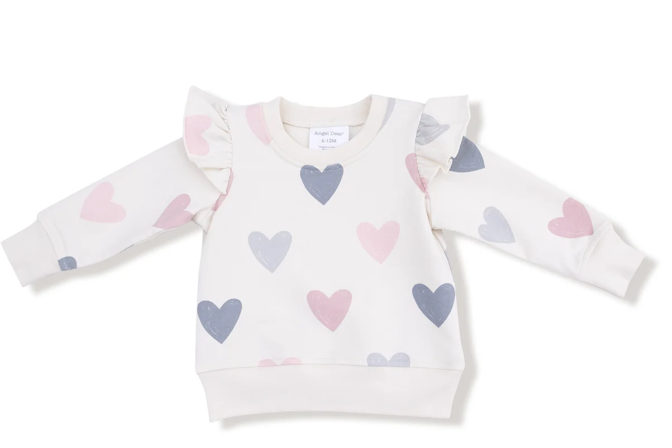 French Terry Ruffle Sweatshirt | Hearts