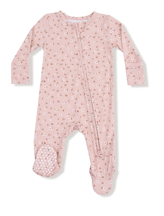 Two Way Zipper Footie | Carrie Floral Pink