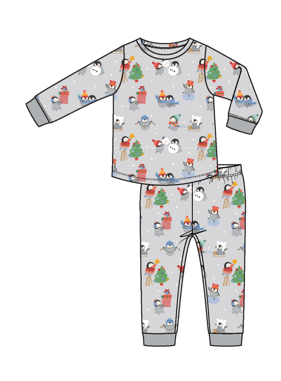 Loungewear LS Set | Holiday Penguins