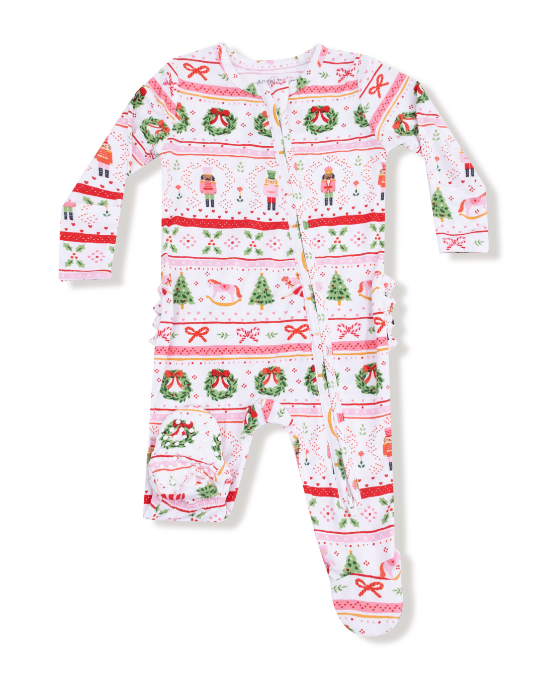 Two Way Zipper Footie | Sugar Plum Fairy Nutcracker Fair Isle Pink